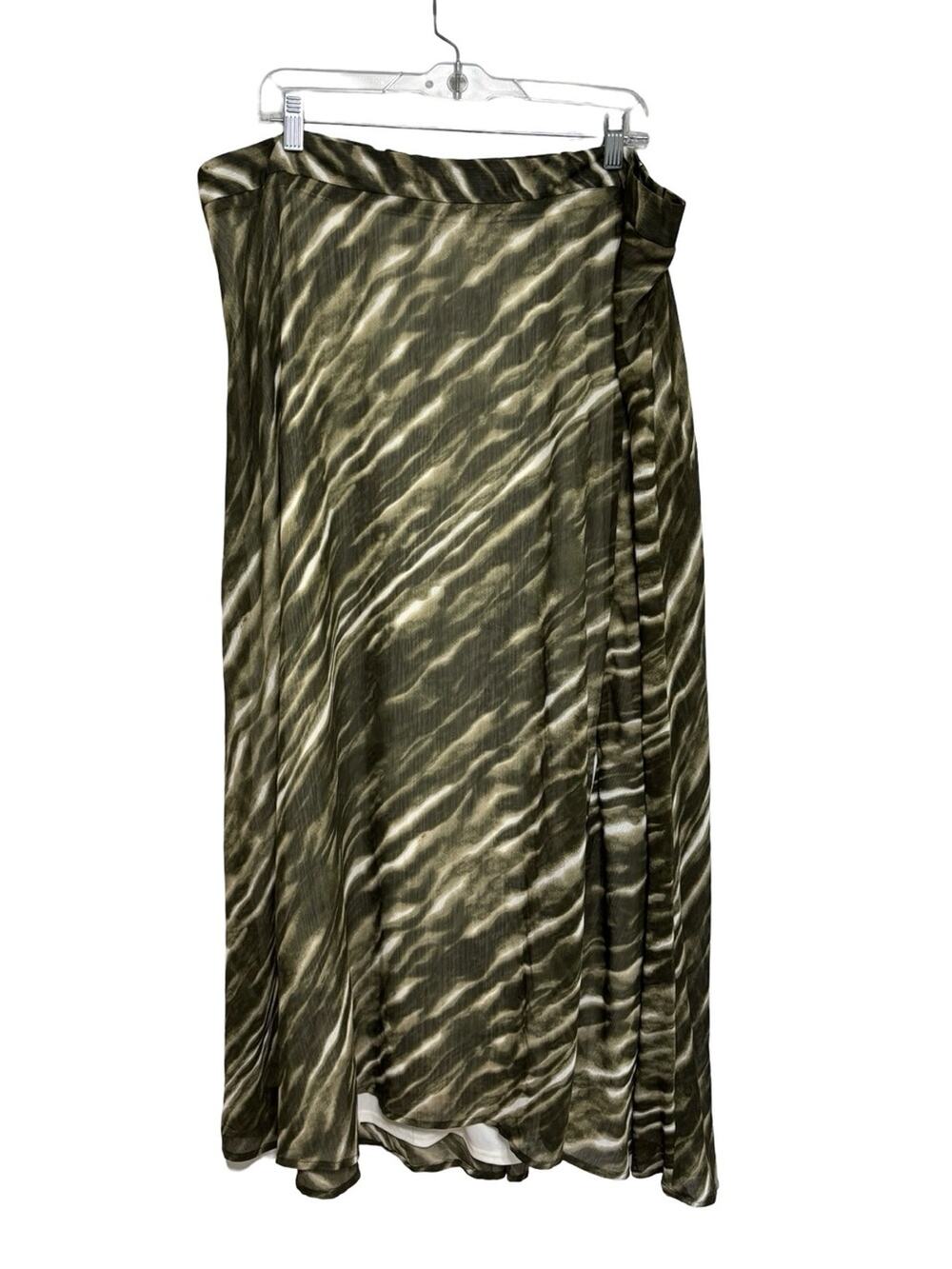 NEW Catherine’s Green and Ivory Printed Slit Maxi Skirt - Size 2X